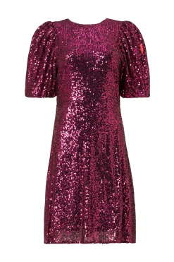 Women Scamp & Dude Adults Puff Sleeve Short Dress Pink Sequin