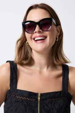 Women Scamp & Dude Amelie Black Cats Eye Sunglasses