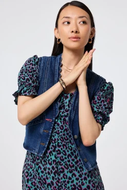 Women Scamp & Dude Authentic Indigo Denim Scallop Waistcoat
