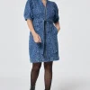 Women Scamp & Dude Authentic Indigo Leopard Zip Detail Short Denim Dress