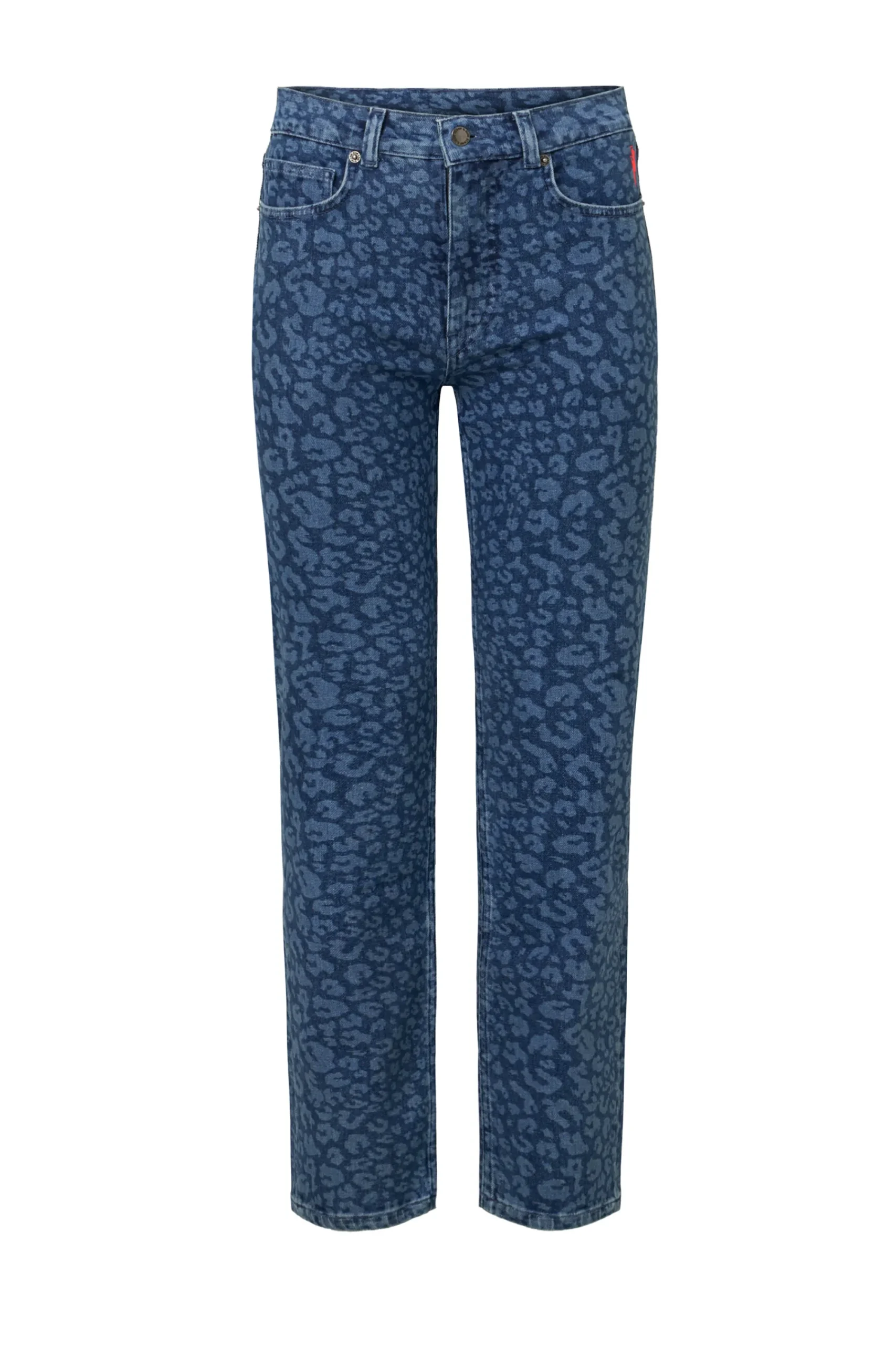 Women Scamp & Dude Authentic Indigo Leopard Straight Leg Jeans
