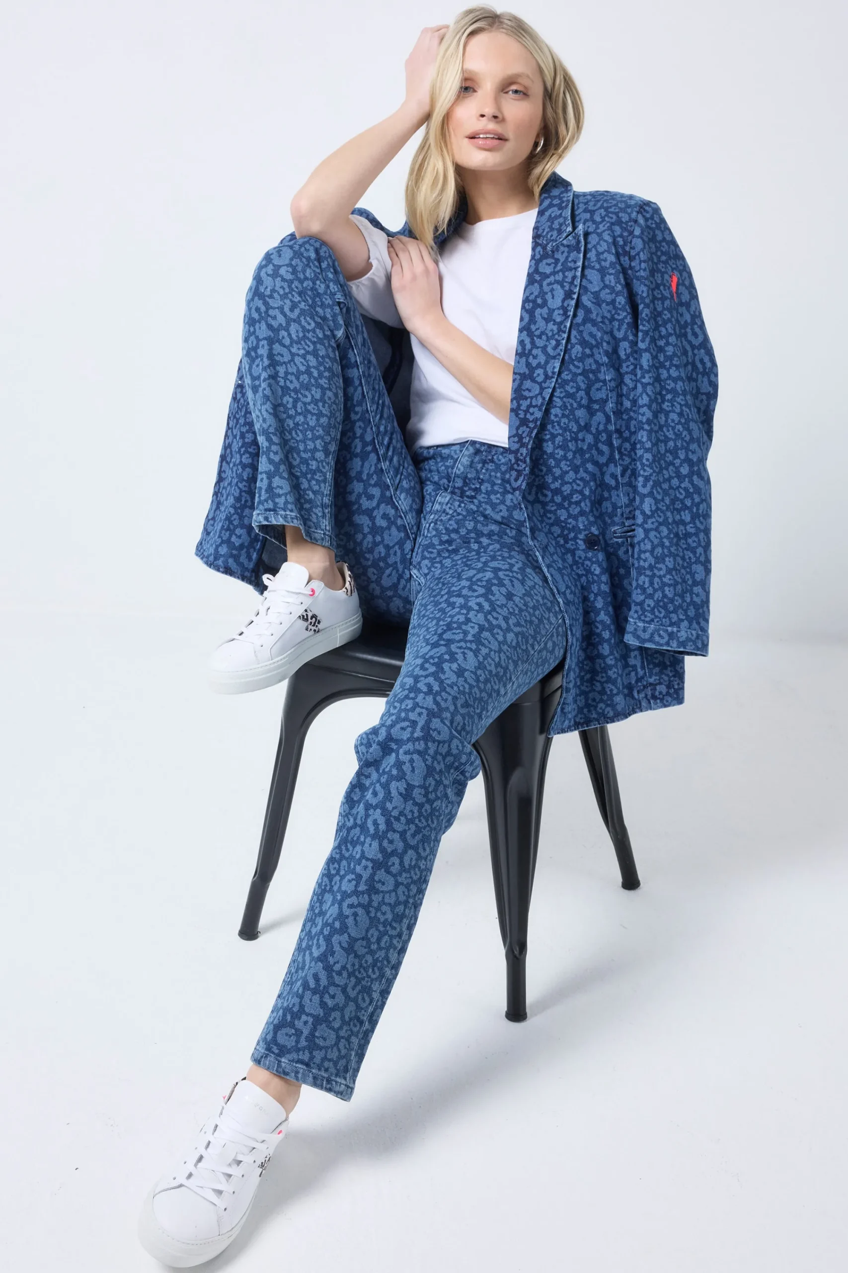 Women Scamp & Dude Authentic Indigo Leopard Straight Leg Jeans