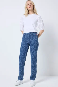 Women Scamp & Dude Authentic Indigo Leopard Straight Leg Jeans
