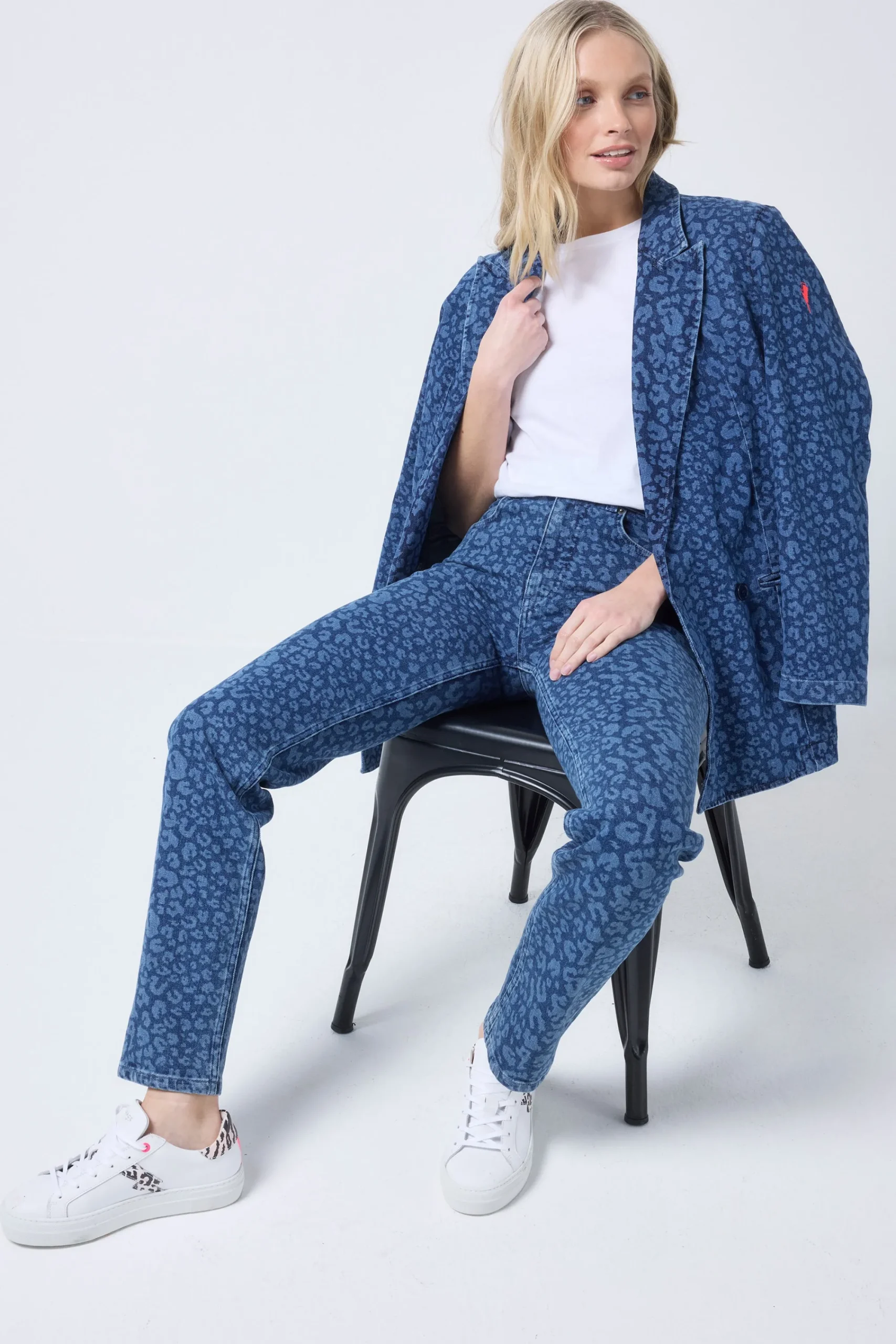 Women Scamp & Dude Authentic Indigo Leopard Straight Leg Jeans