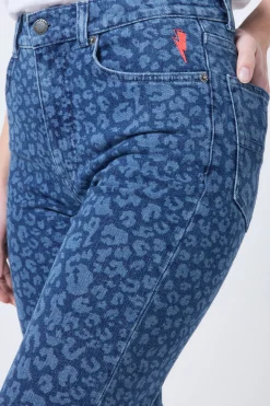 Women Scamp & Dude Authentic Indigo Leopard Straight Leg Jeans