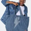 Women Scamp & Dude Authentic Indigo Patchwork Bolt Denim Tote Bag