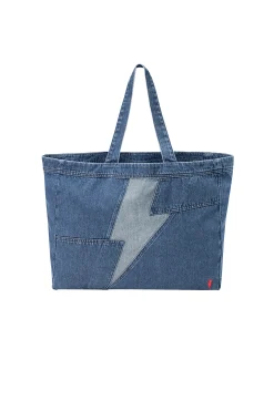 Women Scamp & Dude Authentic Indigo Patchwork Bolt Denim Tote Bag
