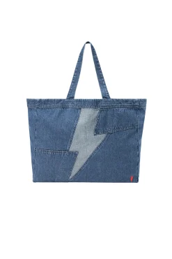 Women Scamp & Dude Authentic Indigo Patchwork Bolt Denim Tote Bag