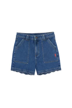 Women Scamp & Dude Authentic Indigo Scallop Denim Shorts