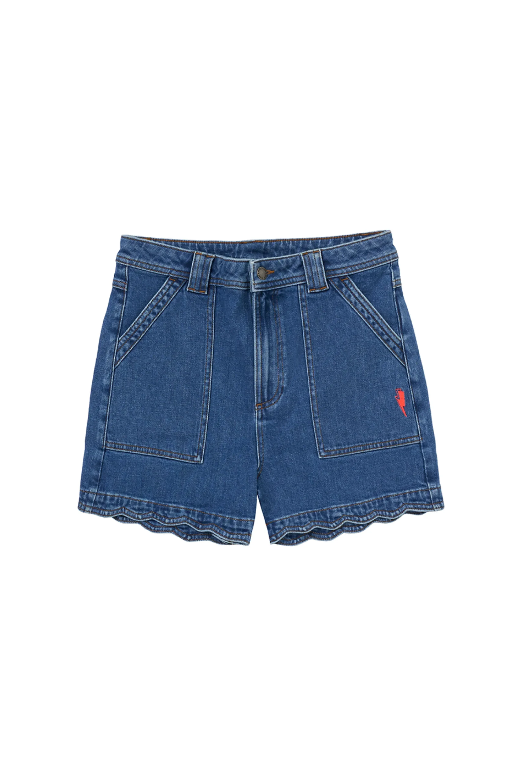 Women Scamp & Dude Authentic Indigo Scallop Denim Shorts