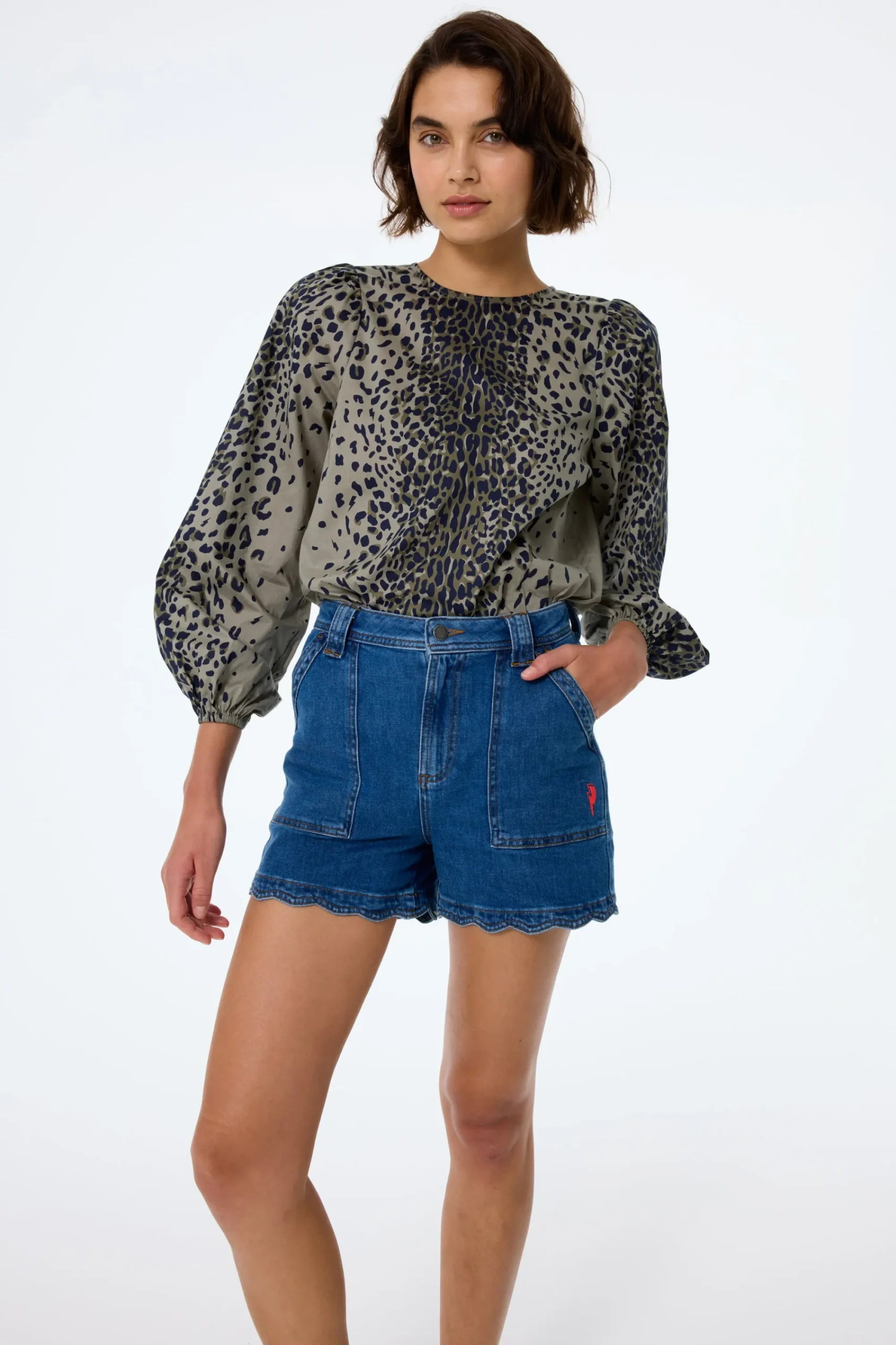 Women Scamp & Dude Authentic Indigo Scallop Denim Shorts