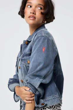 Women Scamp & Dude Authentic Indigo Trucker Denim Jacket