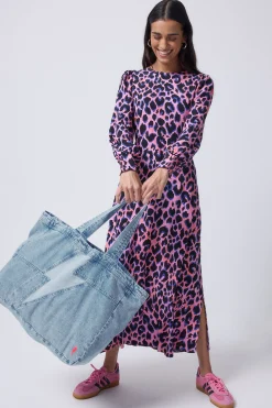 Women Scamp & Dude Authentic Light Indigo Patchwork Bolt Denim Tote Bag