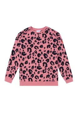 Women Scamp & Dude Big Kids Coral with Black Leopard Classic Sweatshirt
