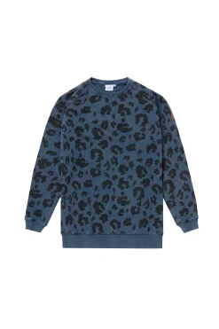 Women Scamp & Dude Big Kids Washed Navy with Black Leopard Classic Sweatshirt