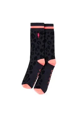 Women Scamp & Dude Black and Grey Leopard Sport Socks