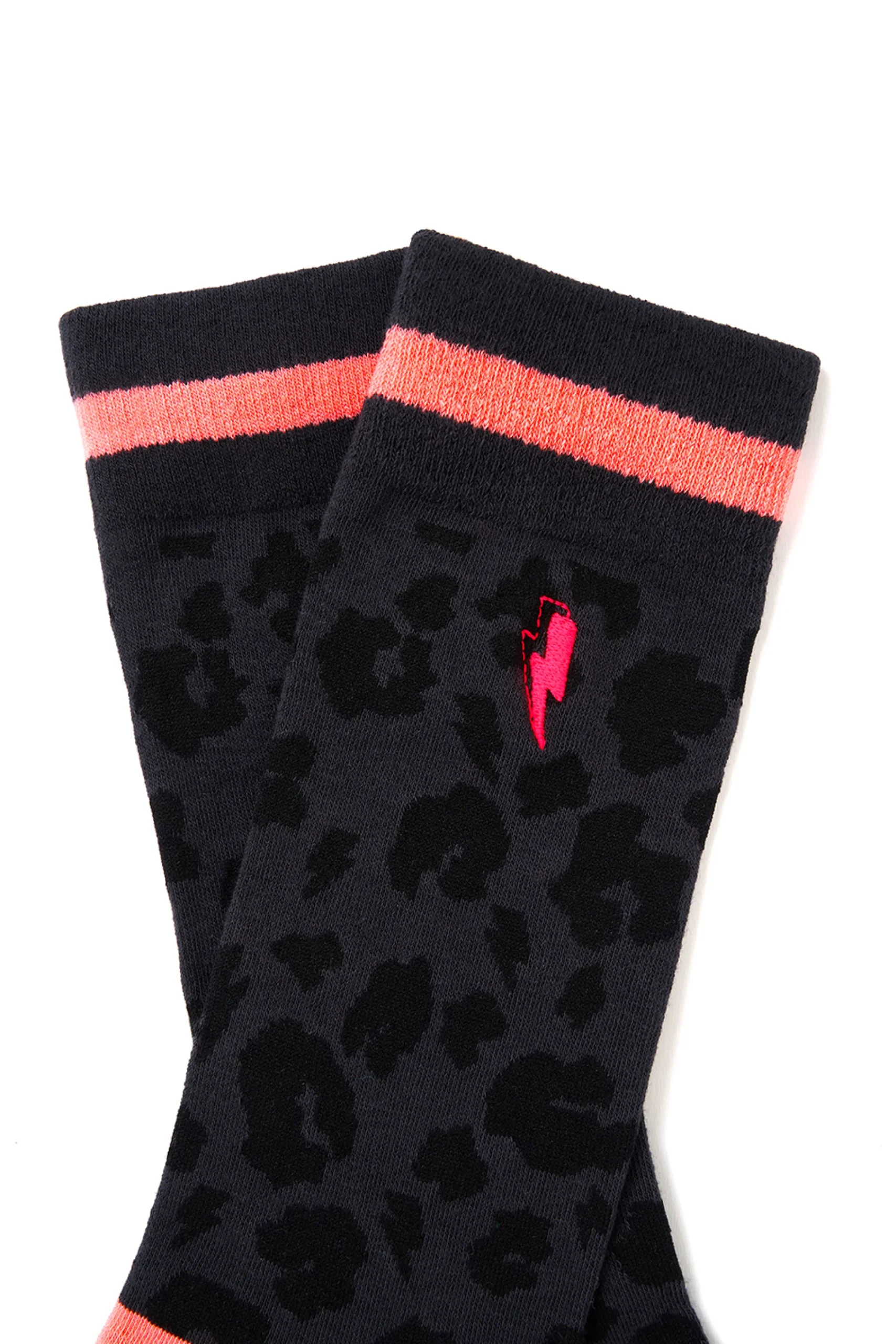 Women Scamp & Dude Black and Grey Leopard Sport Socks