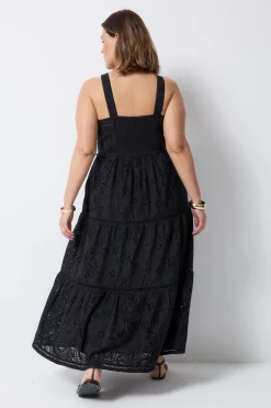 Women Scamp & Dude Black Broderie Zip Detail Midi Sundress