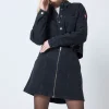 Women Scamp & Dude Black Embellished Zip Front Denim Mini Skirt