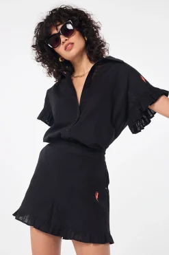 Women Scamp & Dude Black Frill Hem Shorts