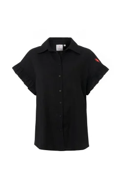Women Scamp & Dude Black Frill Sleeve Shirt