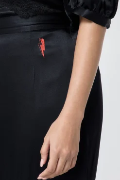 Women Scamp & Dude Black Lace Trim Satin Slip Skirt