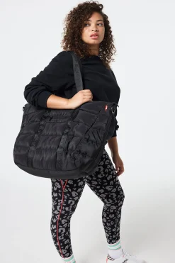 Women Scamp & Dude Black Large Puffer Tote Bag
