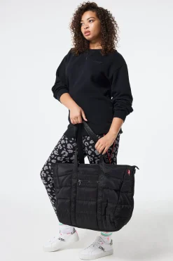 Women Scamp & Dude Black Large Puffer Tote Bag