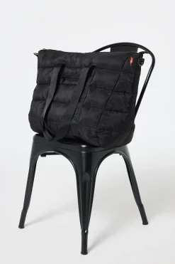 Women Scamp & Dude Black Large Puffer Tote Bag