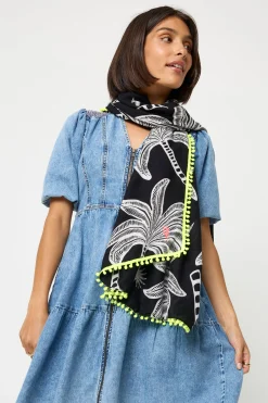Women Scamp & Dude Black Palm Spring Charity Super Scarf
