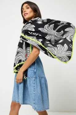 Women Scamp & Dude Black Palm Spring Charity Super Scarf