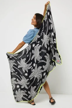 Women Scamp & Dude Black Palm Spring Charity Super Scarf