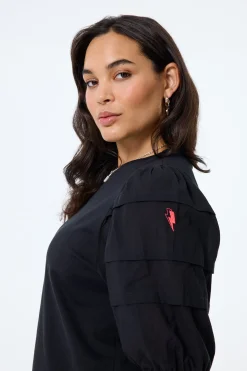 Women Scamp & Dude Black Pintuck Sleeve T-Shirt