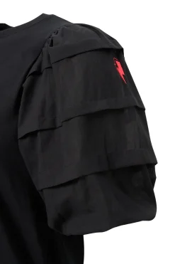 Women Scamp & Dude Black Pintuck Sleeve T-Shirt