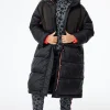 Women Scamp & Dude Black Quilted with Borg Longline Puffer Coat