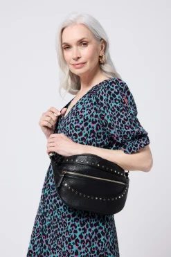 Women Scamp & Dude Black Studded Bum Bag