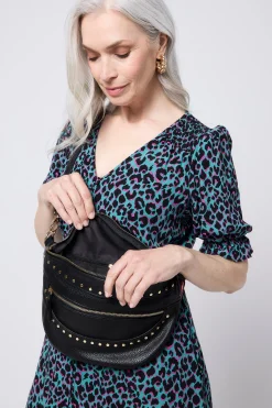 Women Scamp & Dude Black Studded Bum Bag