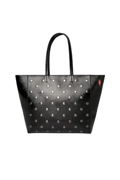 Women Scamp & Dude Black Studded Tote Bag