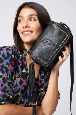 Women Scamp & Dude Black Twin Compartment Cross Body Bag