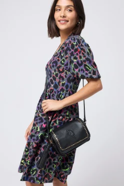 Women Scamp & Dude Black Twin Compartment Cross Body Bag