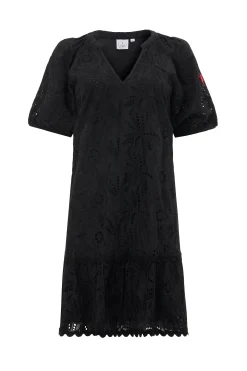 Women Scamp & Dude Black V-Neck Broderie Short Dress