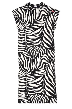 Women Scamp & Dude Black with Cream Palm Midi T-Shirt Dress