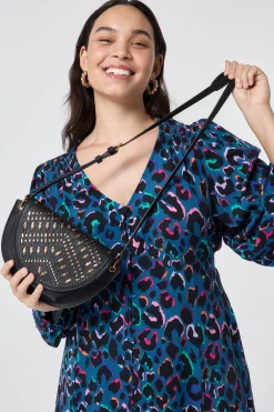 Women Scamp & Dude Black with Gold Laser Cut Saddle Bag