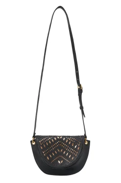 Women Scamp & Dude Black with Gold Laser Cut Saddle Bag