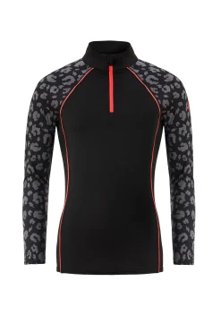 Women Scamp & Dude Black with Grey Leopard Active Top