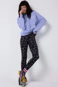 Women Scamp & Dude Black with Grey Leopard Full Length Active Leggings