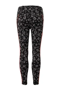 Women Scamp & Dude Black with Grey Leopard Full Length Active Leggings