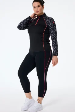 Women Scamp & Dude Black with Neon Piping 7/8 Length Active Leggings