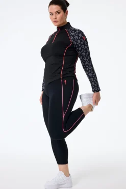 Women Scamp & Dude Black with Neon Piping 7/8 Length Active Leggings