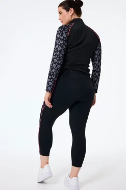 Women Scamp & Dude Black with Neon Piping 7/8 Length Active Leggings